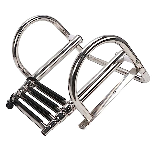 COC-LF 4-Step Stainless Steel Boat Ladder, Folding Telescoping Rear Entry, Heavy Duty