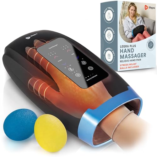 LifePro Legra Hand Massager with Heat & Compression - Cordless, Black, Extended Model