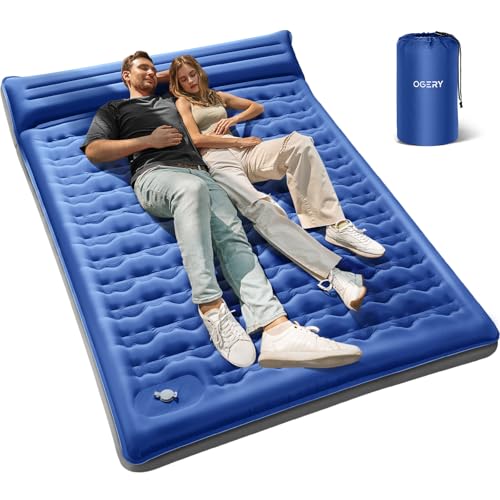 OGERY Double Inflatable Sleeping Pad for Camping, 6-Inch Extra Thick, Blue, Full Size