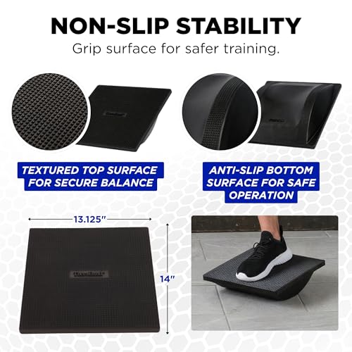 Balance Trainer Rocker Board - Wobble Balance Board for Core & Rehab - Black - Variation of Rocker Board