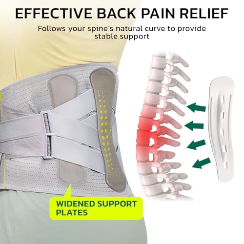 AOFIT Back Brace for Lower Back Pain Relief Lumbar Support Grey 3XL
