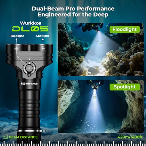 6000LM Underwater Dive Light - Waterproof Flashlight for Scuba & Night Diving