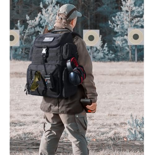 CVLIFE Tactical Range Backpack for Handguns - Black, Medium Capacity
