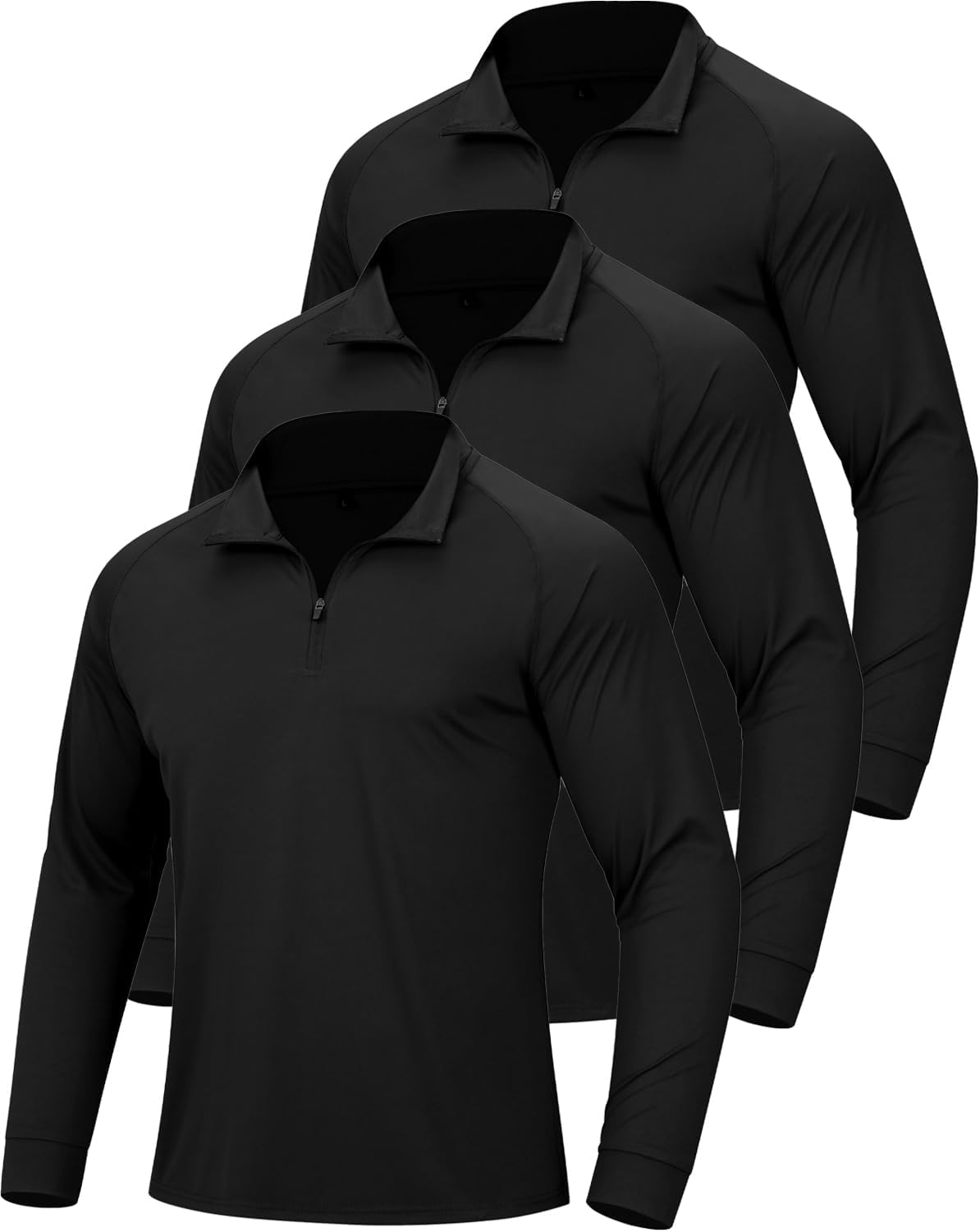 Skiennix Men's Quarter Zip Pullover Athletic Shirt - Quick Dry Long Sleeve Top for Running & Gym