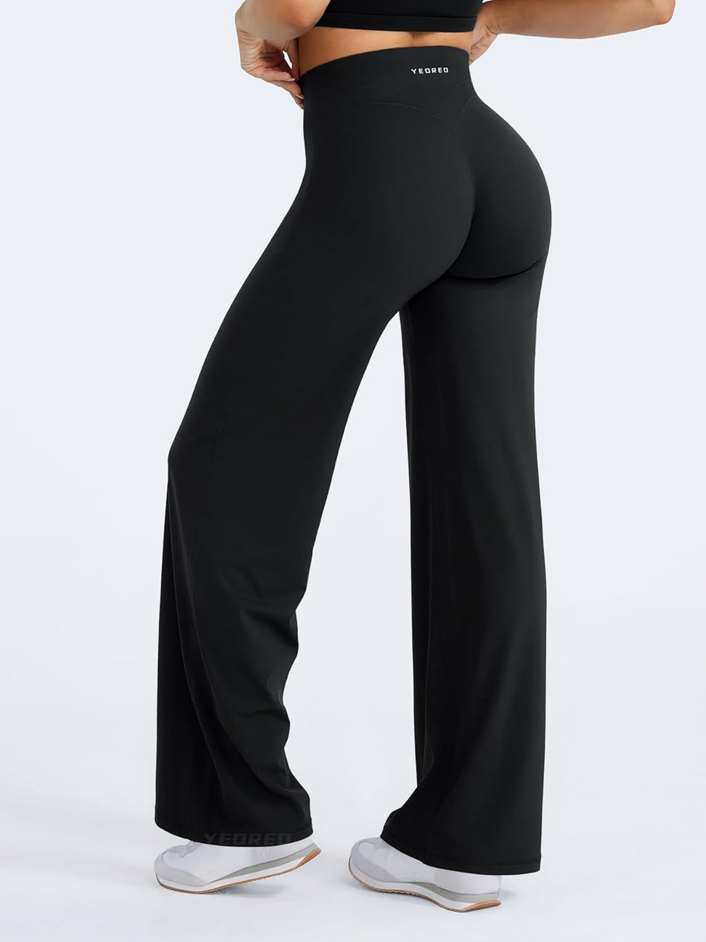 YEOREO High Waist Workout Leggings - Hidden Scrunch Design, No Front Seam, Wide Leg Fit