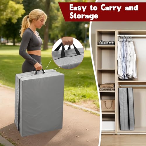 CRAURU Extra Thick 3-Inch Yoga Mat Grey 72x32 Inch Non-Slip Exercise Mat for Pilates & Fitness