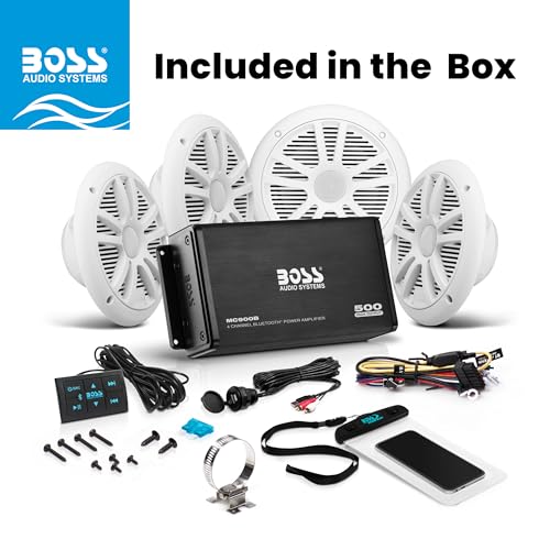 Boss ASK904B.64 Marine Bluetooth 6.5-Inch Speaker & Amplifier Package - 4-Piece System