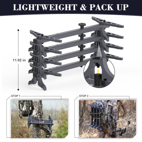 Kalkal 20" Aluminum Tree Stand Climbing Sticks for Saddle Hunting - Grey, 4 Pack