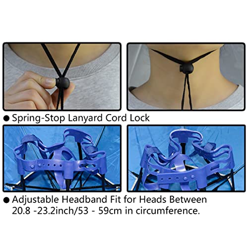 Oversized Silver Folding Sun Rain Umbrella Hat with Adjustable Chin Strap - Waterproof Headwear for Fishing Gardening Golf
