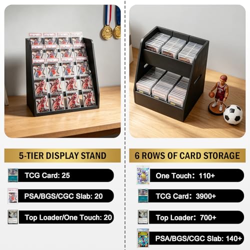 Magnetic Trading Card Display Stand with Storage - Large Black