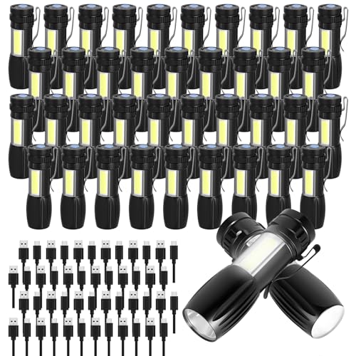 40 Pack Rechargeable Mini LED Flashlights with Clip - Bright Portable EDC Lights