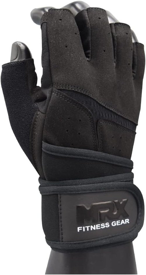 MRX Weightlifting Gloves - Men's Fingerless Workout Gloves with Wrist Support | Ideal for Powerlifting & Gym Use