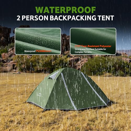 Naturehike Bleik-B 2 Person Camping Tent - Forest Green Lightweight Waterproof Shelter