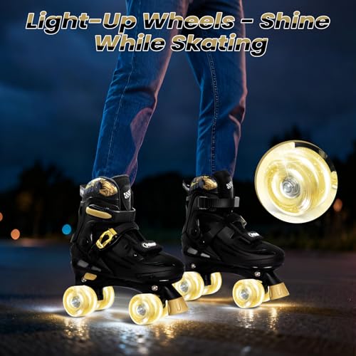 Kids Adjustable Roller Skates with Racing Car Design, Size Large - Indoor Outdoor Gift