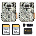 Trail Camera Bundle with 40MP Resolution, 2 Cameras, 32GB SD Cards & Accessories - Black