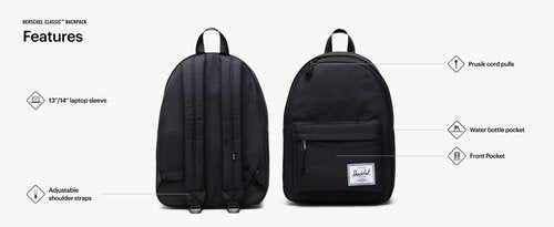 Herschel Supply Co. Classic Backpack, Ash Rose, Mod - 20L