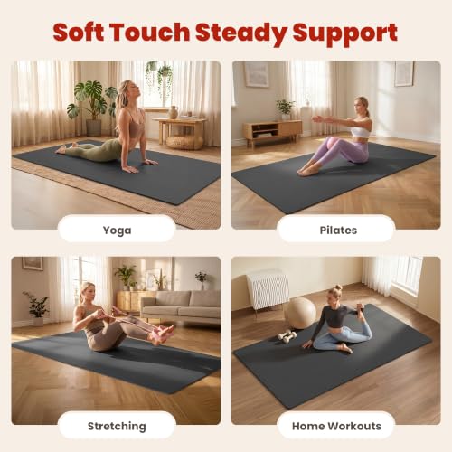 72 x 48 Inch Large Yoga Mat - Non Slip Thick Exercise Mat for Yoga Pilates & Floor Work