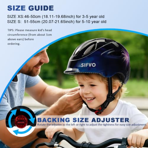 Kids Bike Helmet with LED Light, Adjustable Toddler & Youth Safety Helmet