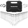 WORKPRO 22-Piece Flex-Head & Polished Ratcheting Wrench Set - High-Quality SAE & Metric Tools