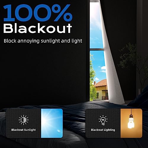 Blackout Curtains for Bedroom 70 x 58 Inches No Drill Portable Blackout Blinds - Black Variation
