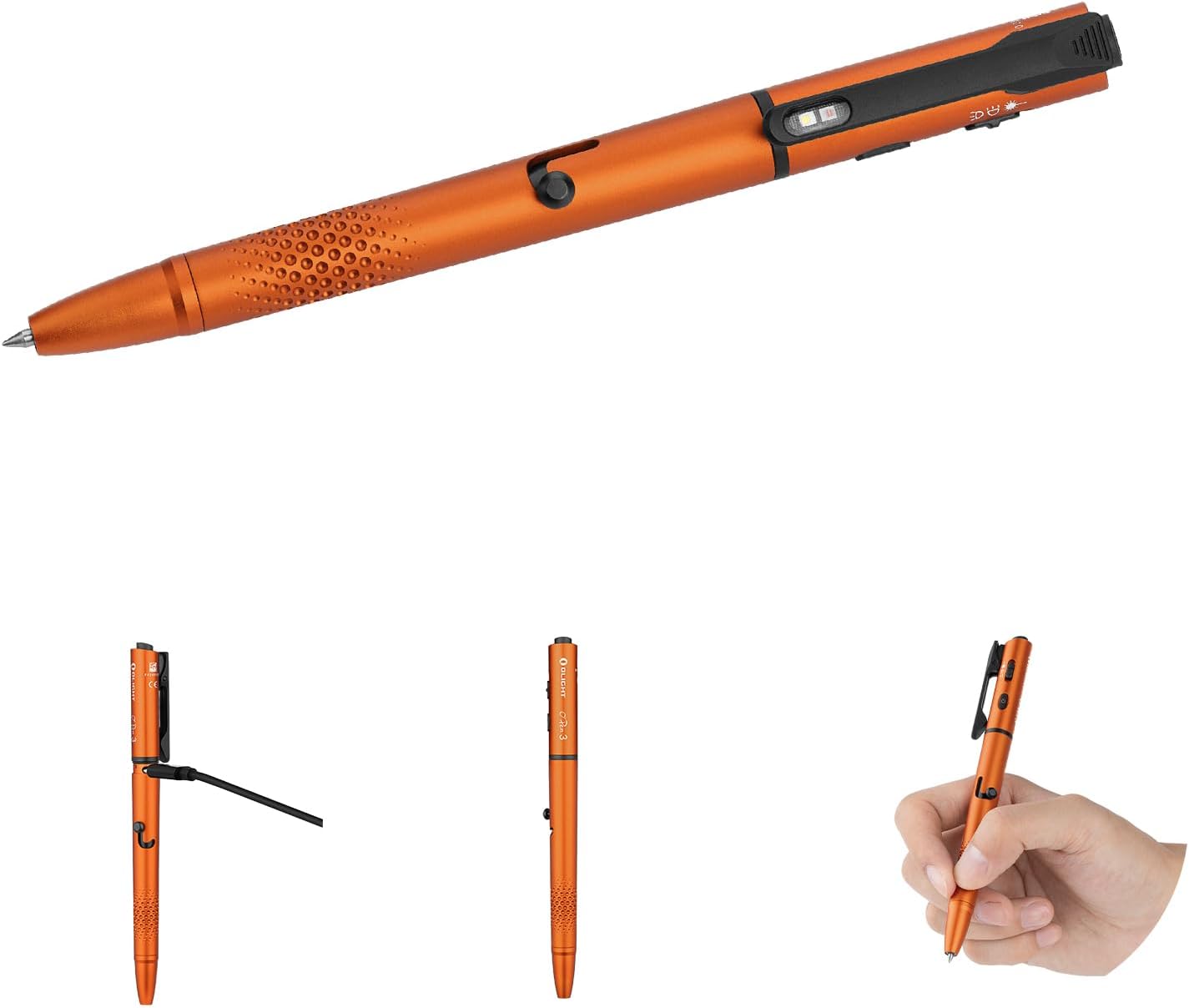 OLIGHT O'Pen 3 EDC Pen Light - 120 Lumens USB-C Rechargeable LED Flashlight | Green, Red & White Beam - Orange
