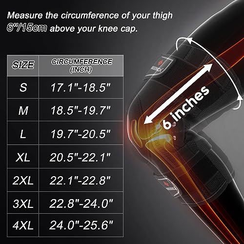 NEENCA Large Black Hinged Knee Support Brace for Pain Relief & Injury Recovery