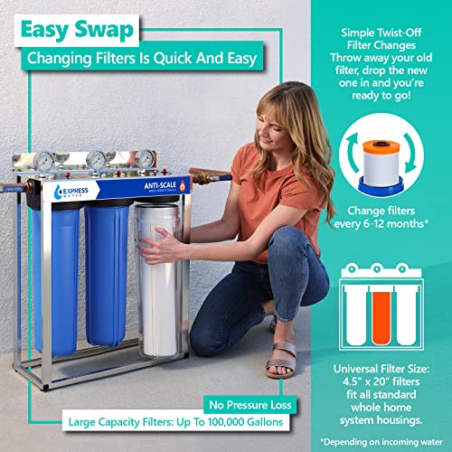 Express Water Polyphosphate Anti-Scale Water Filter Replacement 4.5”x20” - Individual Filter, Anti-Scale