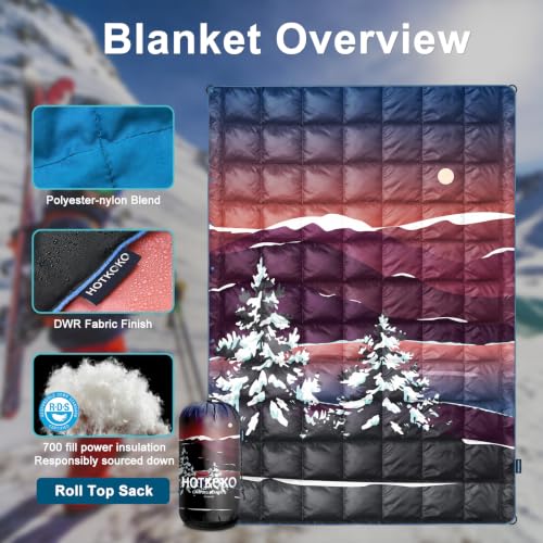 Down Camping Blanket Night - Warm Lightweight Outdoor Puffy Blanket