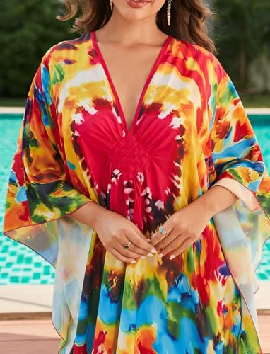Plus Size Kaftan Dress for Women - Batwing Sleeve Maxi Cover Up - One Size / 8759-Color16