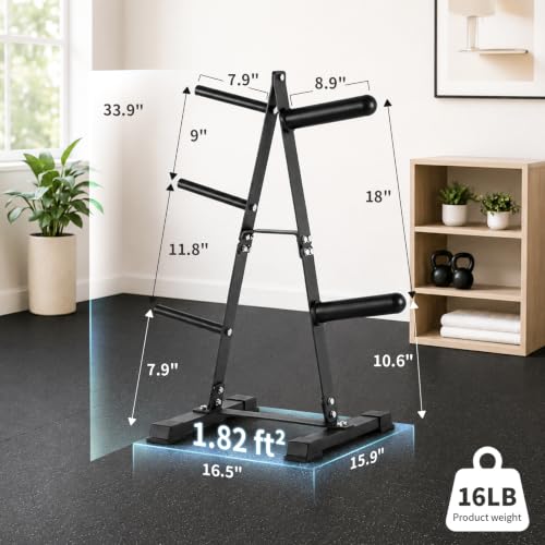 LIONSCOOL 500 lbs Heavy-Duty Weight Plate Tree Rack for 1" & 2" Plates