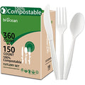 Heavy Duty Eco-Friendly Compostable Utensils Set 6.1-7IN - 360 Count, No Plastic Cutlery