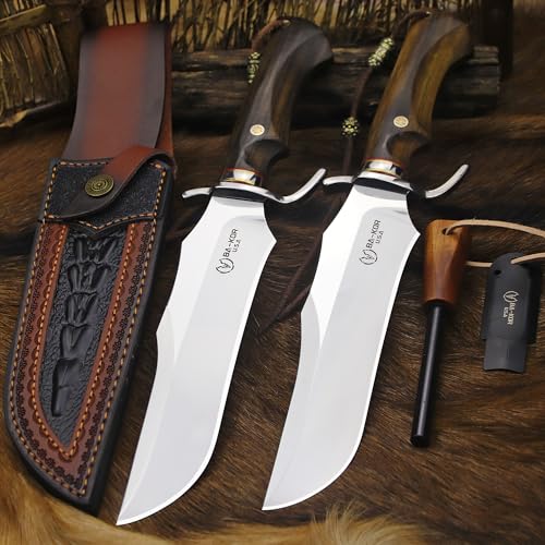 9Cr18MoV Steel Bowie Knife with Sandalwood Handle and Sheath – Outdoor Survival & Hunting Tool