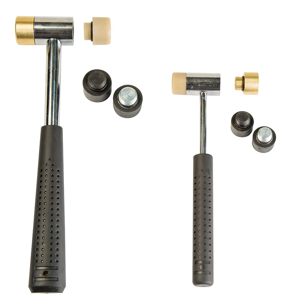 Wheeler Interchangeable Hammer Set Includes Two Hammers with Metal, Brass, Nylon, and Rubber Heads for Gunsmithing