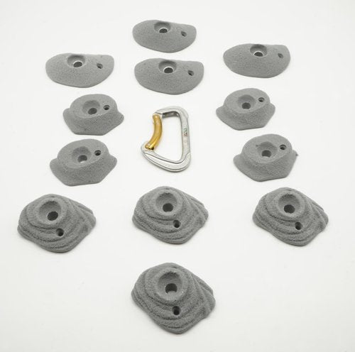 Rock Holds 12 Bolt On Beginner to Intermediate Crimp Rock Climbing Holds Easier Crimp Grip Home Climbing Wall Bouldering Gym Holds (Beginner Grey)