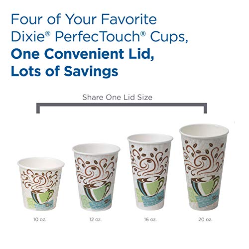 Georgia-Pacific Dixie PerfecTouch 10 oz Disposable Coffee Cups & Lids - White, Pack of 50 (6 Packs)