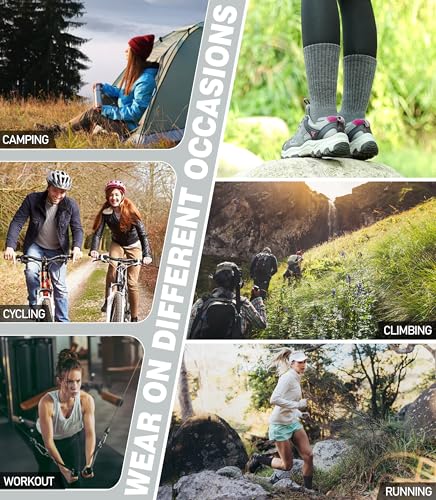 Merino Wool Hiking Socks for Women - Thermal Crew, Large, Black/Navy Blue/Gray/Purple