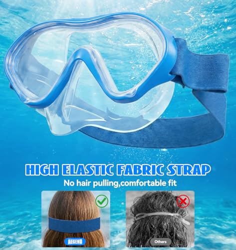 Kids Swim Goggles with Nose Cover - Blue & Rose Red 2 Pack, Anti-Fog, No Leak, 180° View