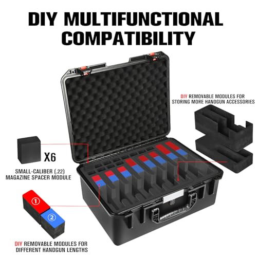 TSA Gun Case for Handguns and Magazines - Black, 8 Pistol & 12 Magazine Capacity