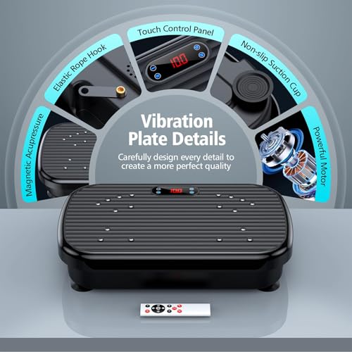 Black Vibration Plate Exercise Machine with 180 Speeds & 330lb Capacity