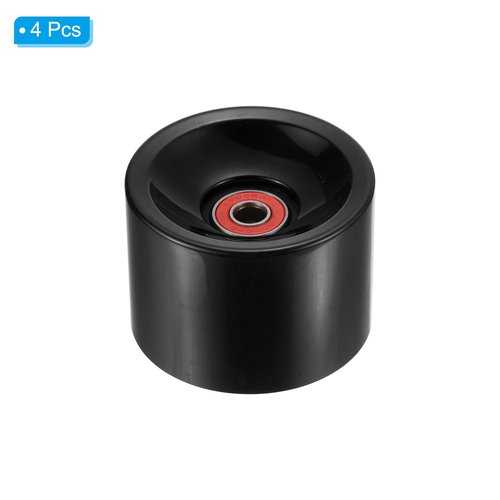 PATIKIL 70mm 78A Longboard Wheels with Red ABEC-9 Bearings, 4 Pack Soft Cruiser Wheels Street Wheels for Skateboards Skateboard Wheel PU Black