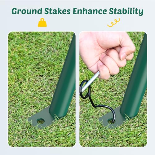 Trekassy 440lbs Heavy-Duty Backyard Swing Set with 2 Seats & Saucer Swing - Green