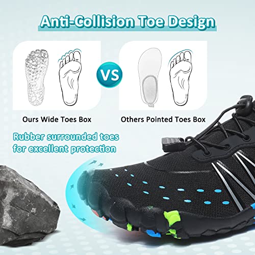 Water Shoes for Men Women Beach Barefoot Swim Pool Aqua Socks 8.5 Women/7.5 Men - Black