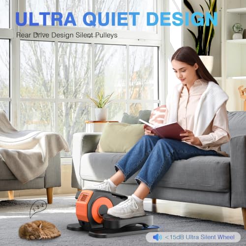 DUREXO Orange Under Desk Elliptical with Remote Control & 12 Speeds – Portable Leg Exerciser for Seniors & Office Use