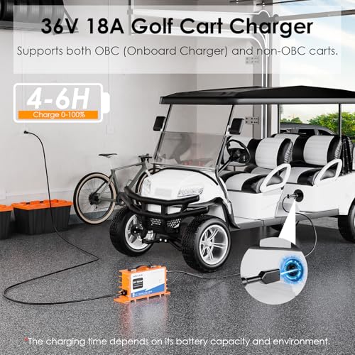 Golf Cart Battery Charger 36V 18A - Smart Lead-Acid & Lithium Compatible
