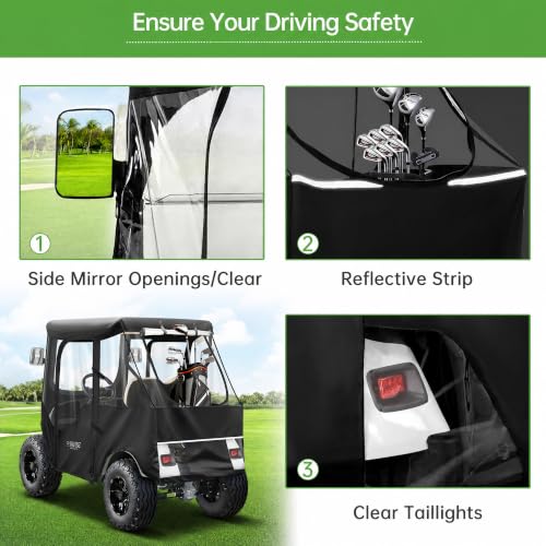 10L0L Black Golf Cart Enclosure for EZGO TXT & RXV 2 Passenger, 59-Inch Roof