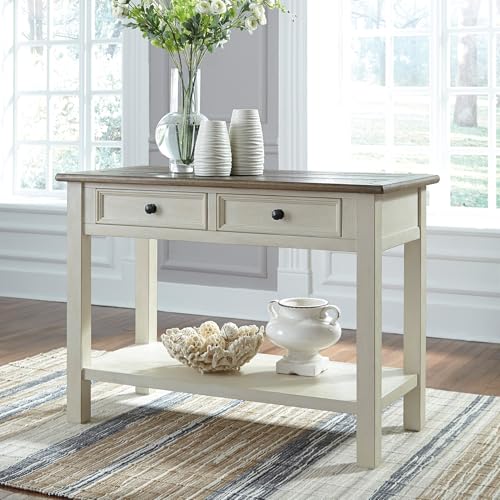 Whitewash Farmhouse Sofa Console Table with Storage - Signature Design by Ashley
