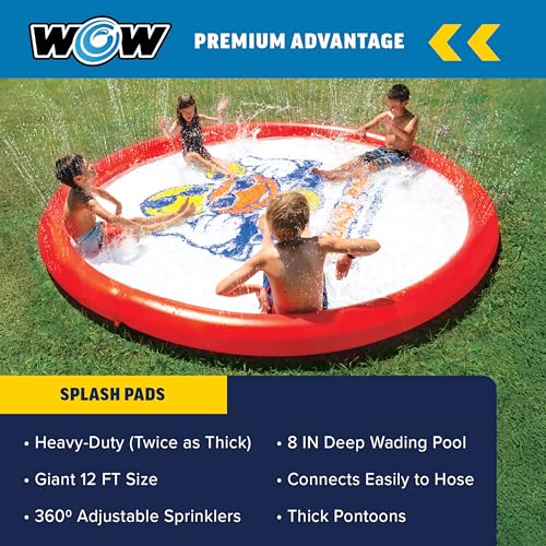 12 Ft Diameter Giant Splash Pad for Kids Water Play - Portable & Durable