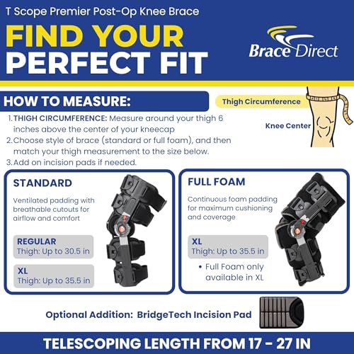 Post-Op Knee Brace with Adjustable ROM Hinge - Thigh Up to 30.5 Inches - Brace Only / Regular