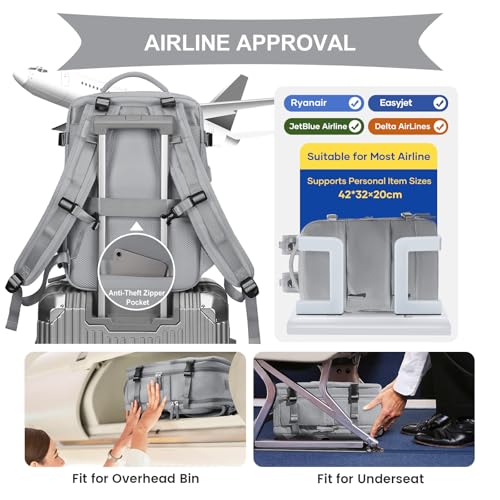 Coowoz 25L Grey Vacuum Travel Backpack with Pump, Waterproof Daypack for Women & Men