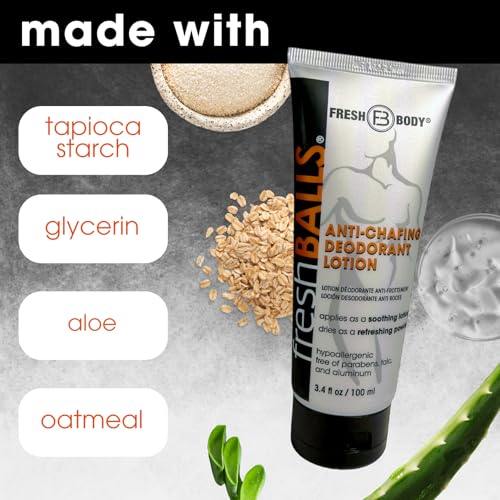 Fresh Balls Men's Anti-Chafing Soothing Lotion with Oatmeal - Pack of 12, 3.4 fl oz